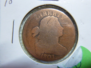 lot 10 image: 1803 Large Cent - Draped Bust