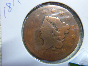 lot 28 image: 1817 Large Cent - Coronet Head