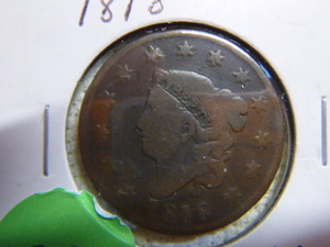lot 30 image: 1818 Large Cent - Coronet Head