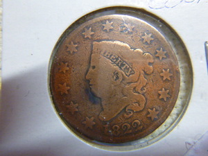 lot 37 image: 1822 Large Cent - Coronet Head