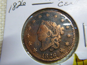 lot 46 image: 1826 Large Cent - Coronet Head