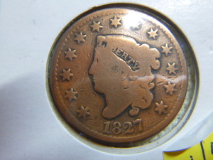 lot 47 image: 1827 Large Cent - Coronet Head