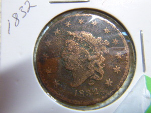 lot 59 image: 1832 Large Cent - Coronet Head