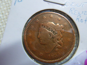 lot 64 image: 1834 Large Cent - Coronet Head (Reverse Rotated)
