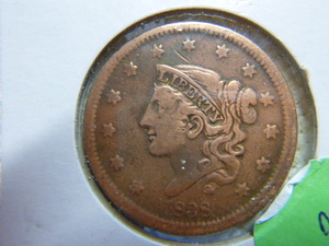 lot 73 image: 1838 Large Cent - Coronet Head