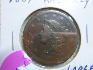 lot 74 image: 1839 Large Cent - Coronet Head