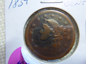 lot 75 image: 1839 Large Cent - Coronet Head