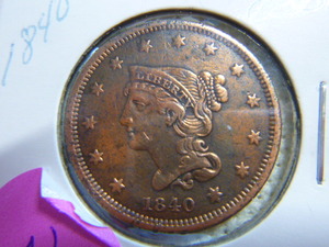 lot 76 image: 1840 Large Cent - Braided Hair