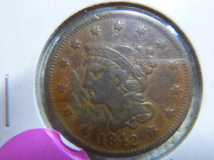 lot 80 image: 1842 Large Cent - Braided Hair