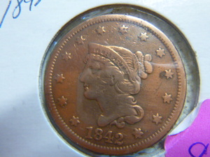 lot 81 image: 1842 Large Cent - Braided Hair