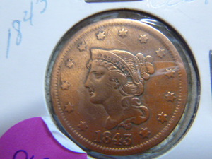 lot 82 image: 1843 Large Cent - Braided Hair