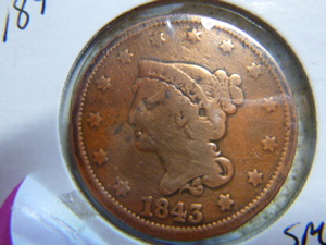 lot 83 image: 1843 Large Cent - Braided Hair
