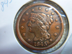 lot 88 image: 1845 Large Cent - Braided Hair
