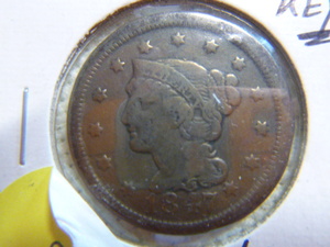 lot 92 image: 1847 Large Cent - Braided Hair