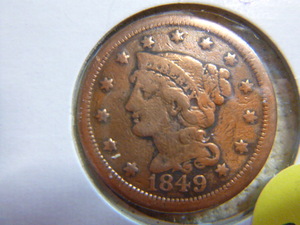 lot 96 image: 1849 Large Cent - Braided Hair