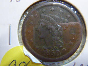 lot 98 image: 1850 Large Cent - Braided Hair