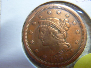 lot 99 image: 1850 Large Cent - Braided Hair