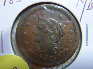 lot 103 image: 1852 Large Cent - Braided Hair