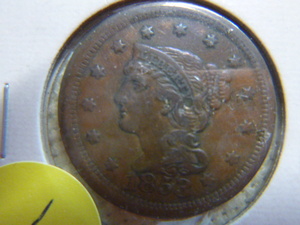 lot 105 image: 1853 Large Cent - Braided Hair