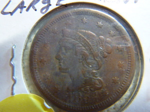 lot 107 image: 1854 Large Cent - Braided Hair