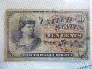 lot 119 image: 1863 10 Cents - Fractional Currency