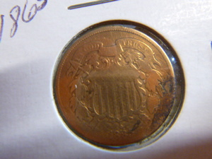 lot 128 image: 1865 Shield 2 Cents