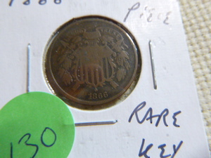 lot 130 image: 1866 Shield 2 Cents