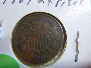 lot 138 image: 1869 Shield 2 Cents