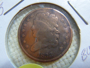 lot 166 image: 1833 Half Cent - Classic Head