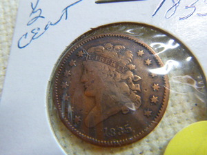 lot 168 image: 1835 Half Cent - Classic Head