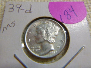 lot 184 image: 1935 D Mercury Dime