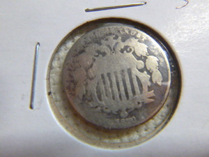 lot 186 image: 1870 Shield 5 Cents