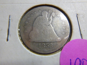 lot 190 image: 1858 Quarter - Seated Liberty