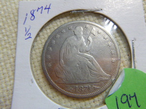 lot 197 image: 1874 Half Dollar - Seated Liberty