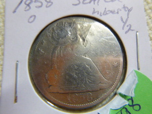 lot 198 image: 1858 O Half Dollar - Seated Liberty
