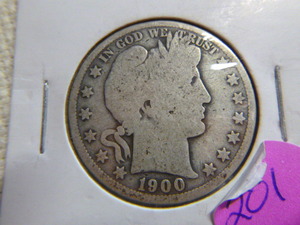 lot 201 image: 1900 Barber Half Dollar