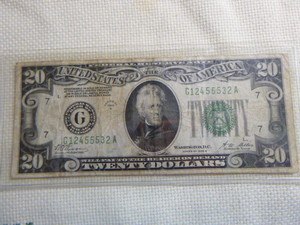 lot 225 image: 1928 $20 Federal Reserve Note