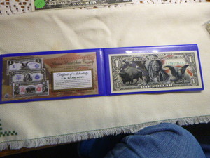 lot 228 image: American Images One Dollar American Bison, Native American Chief, Black Eagle Commemorative Bank Note