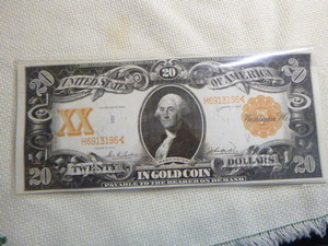 lot 232 image: 1922 $20 Gold Certificate Replica