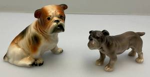 lot 38 image: Two MCM Ceramic English Bulldog Figurine 1 3 14 x 3 12 1 2 14 x 3 34