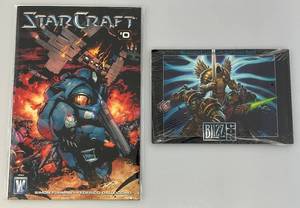lot 84 image: Collectible Blizzard Landscape Postcard Book (Factory Sealed) & STARCRAFT #0 Comic Book