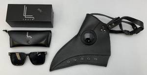 lot 118 image: Gothic Cosplay Faux Leather Bird Mask & Loulu Sunglasses (Like New)