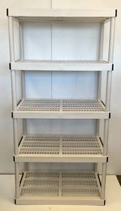 lot 216 image: Collapsible White Plastic Storage Shelf 36 L  x 72 H x 24 W