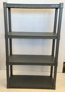 lot 219 image: Collapsible Gray Plastic Storage Shelf 34 L x 57 H x 14 W (Same Style As Lot 218 Could Be Used Together To Make Bigger Shelf)