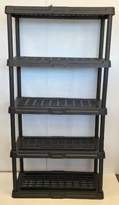lot 223 image: Collapsible Black Plastic Storage Shelf  36L x 70 H x 18 W