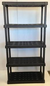 lot 224 image: Collapsible Black Plastic Storage Shelf  36L x  73 H x 18 W