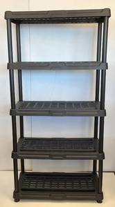 lot 225 image: Collapsible Black Plastic Storage Shelf  36L x  72 H x 18 W