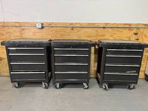 lot 129 image: CRAFTSMAN Lot of 3 Rolling Toolboxes w Contents