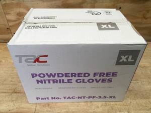 lot 157 image: Case of TAC Powdered Free Nitrile Gloves Size XL