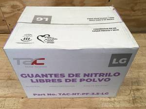 lot 158 image: Case of TAC Powdered Free Nitrile Gloves Size Large